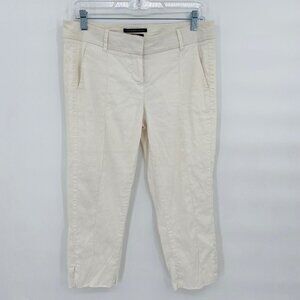 Bebe Womens White Linen Blend Cropped Casual Capri Pants 8 Minimalist Preppy